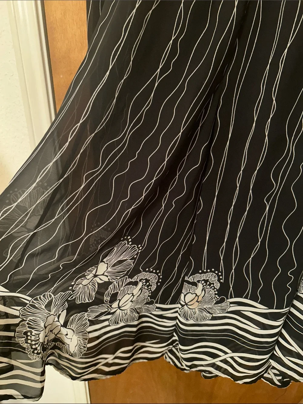 Lapis Black Floral Stripe Skirt 3x